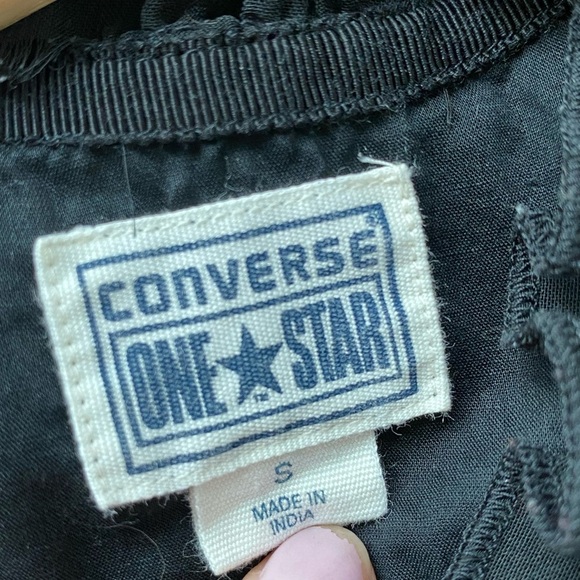 CONVERSE One Star Black Ruffle Sleeveless Top Size S - Picture 6 of 7